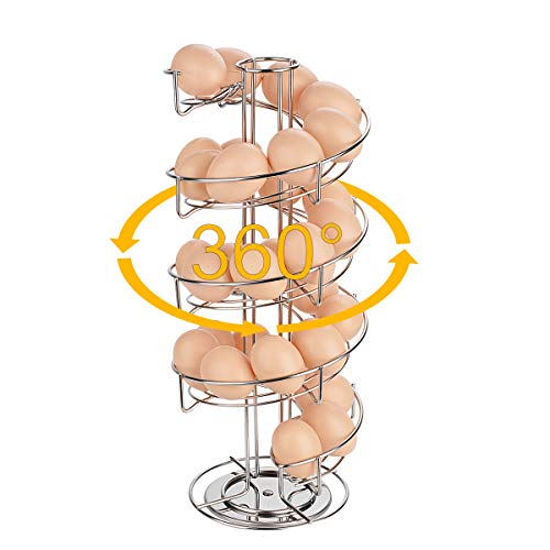 Toplife Spiral Design Stainless Steel Egg Skelter Dispenser Rack,Storage Display Rack,Silver - color: Sliver