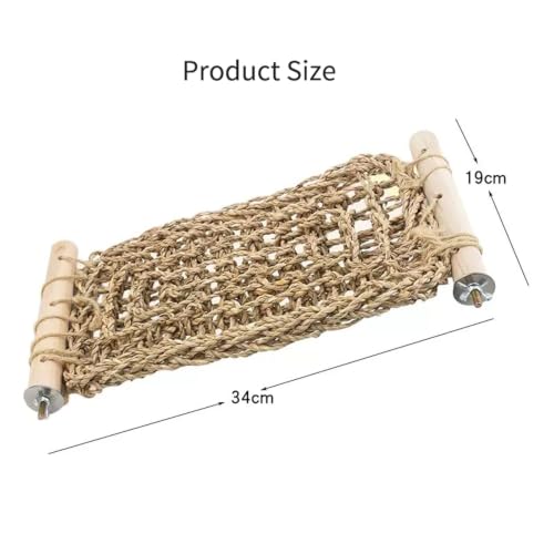 SNBBGTLadder Perch for Cage,Bird Water Grass Net Hammock Toy,Natural Hand-Woven Parrot Net Climbing Chewing Hammock,Suitable for Various Parrots，Natural. ﻿