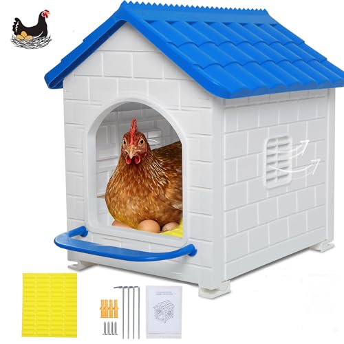 Nesting Boxes for Chicken, Large Single Compartment Chicken Nesting Boxes | 100% Waterproof Hens Nesting Box for Laying Eggs for Hens, Ducks and Poultry, Indoor & Outdoor Use(Blue) - color: Blue, size: 15.7"D x 14.3"W x 17.3"H