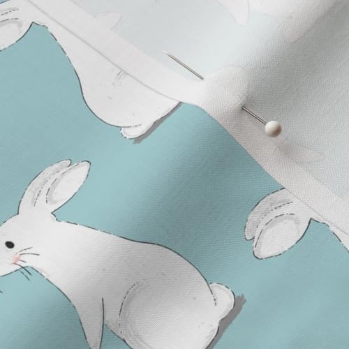 Spoonflower Fabric Bunny Rabbits Small Scale Blue on Petal Signature Cotton | Fat Quarter | Easter Bunnies Eggs Decor Print | Use for Sewing Quilting Apparel Home Decor - size: Fat Quarter