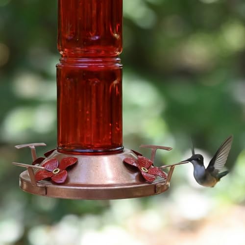 3 Pack Hummingbird Feeder Replacement Parts, Metal Top Cover with 4 Perches & 4 Flower Ports, Includes 3 Cleaning Brushes, No Feeder Bottom Base Included(Rose Gold) - color: Rose Gold