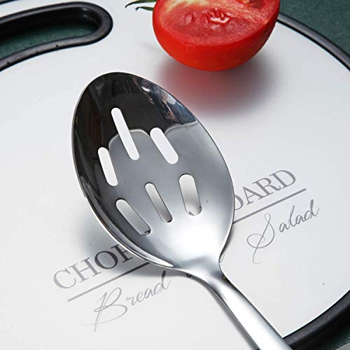 Berglander Stainless Steel Slotted and Basting Spoon, Heat Resistant, Non-Stick, Dishwasher Safe, Easy to Clean - size: D. Slotted Spoon