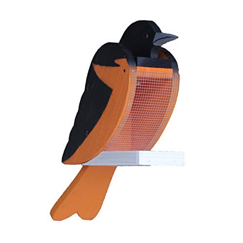 Outdoor Hanging Bird Feeder Seed Tray, Oriole Bird Shaped Wooden BirdFeeders with Easy Refill Head - Bird Feeders for Outdoors Hanging - Hanging Bird Feeder - Bird Feeders for Outside - color: Oriole