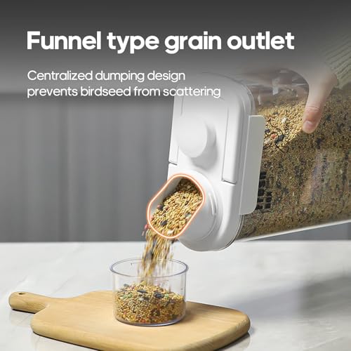 3 Qt/2.8 L Bird Seed Storage Container with Lids Airtight Measuring Cup, Bird Seed Dispenser Pet Food Container Are Used to Store Bird Food, Chicken Feed BPA Free (2.8L, White) - color: 2.8L/White