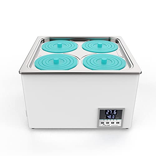 LAB FISH BHS-4 Lab Water Bath, 12L Digital Thermostatic Heater | 12L capacity, digital thermostat, precision heating, stainless steel tank, 4 openings, for lab sample warming & incubation - style: BHS-4(12L)