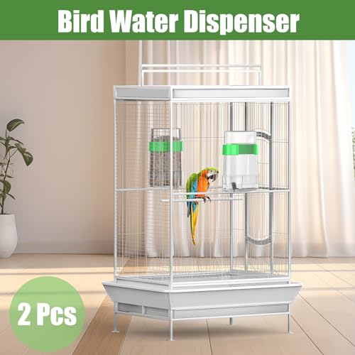 CLPOAWC Bird Water Dispenser, Bird Cage Feeder, Parakeet Cage Accessories, 2 Pcs Automatic Bird Water Feeder for Budgies Cockatiel Lovebird Canary Finch, clear
