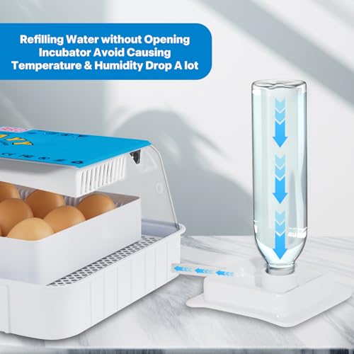 Incubators for Hatching Eggs 15-35 Eggs Incubator with Automatic Egg Turning and Temperature Humidity Control Display LED Candler Poultry Incubator for Hatching Chicken Duck Quail (Blue)