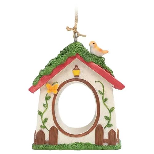 Bird Feeder House,Outdoor Hanging Bird's Nest, Hummingbird Houses,Wooden Fence Design, Butterfly and Bird Accents,Outdoor Hanging Design (Tengman Pattern) - style: Tengman pattern