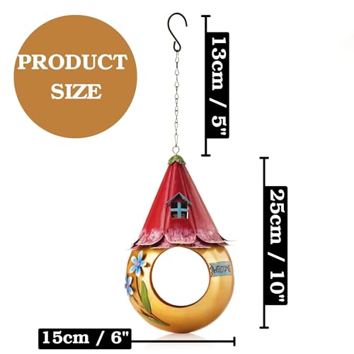 Solar Bird Feeder - Light Up Hanging Bird Feeders - Cute Fairy Design Rustproof Metal - Outside Unusual Metal Art with LED Light - Gift Boxed