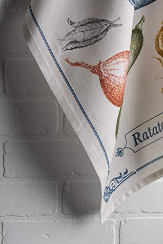 Maison d' Hermine Kitchen Towels Set of 3 Reusable 100% Cotton 27.50" x 20" | Cloth Tea Dish Towels Absorbent with Hanging Loop for Kitchen Dining Party Wedding Hotel Home Spring Summer - Gastronomie - color: 051 - Gastronomie