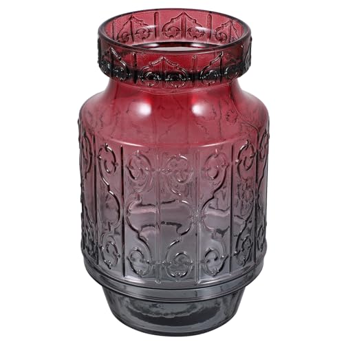 GALPADA Chic Glass Vase Flower Arrangement Holder Vintage Colored Embossed Glass Vase Purple Gray Home Desktop Decor Artistic Flower Holder