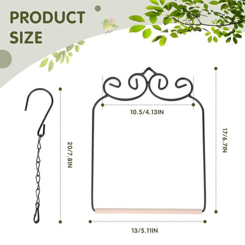 3PK Metal Frame Hummingbird Swings and Perches with Wooden Dowel Black Bird Swing Outdoor Bird Perch Humming Bird Swing (3PK) - style: 3PK