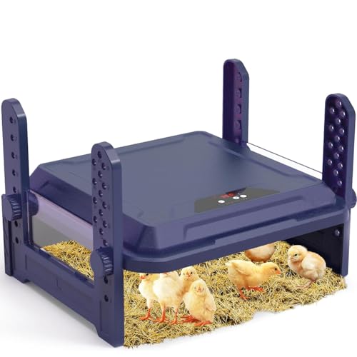 Chick Brooder Heating Plate with Adjustable Temperature, 12"x12" Chicken Brooder Heater for Baby Chicks, Ducklings, Safer Alternative to Heat Lamps, Adjustable Height, 65W Brooder Plate(Blue) - size: 12"x12"