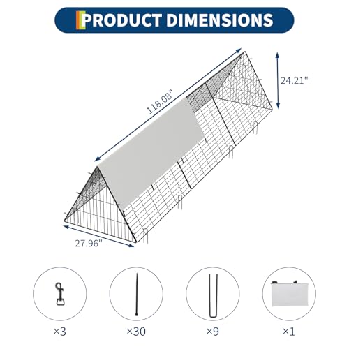 Large Metal Chicken Tunnel, Portable Chicken Run Coop with Waterproof & Anti-UV Cover, Outdoor Predator Protection Poultry House for Yard Backyard Farm, Hens Ducks Rabbits - size: 40.2"L x 29.1"W x 1.4"H