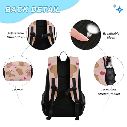 Lovely Capybara Backpack with Lunch Bag, School Backpack for Teens Boys Girls Kids Travel Backpacks Set - color: Red