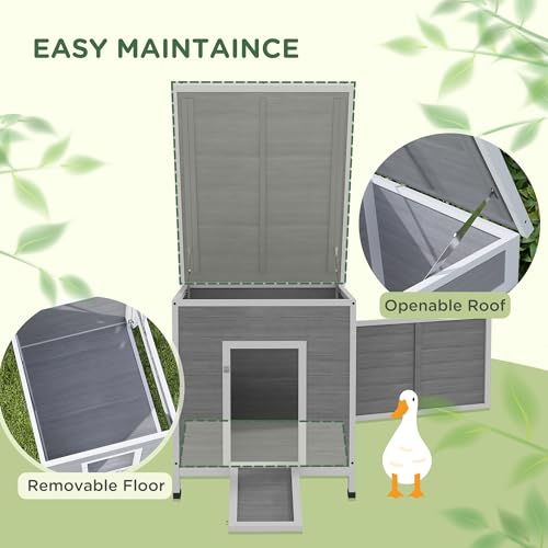 PawHut Duck Coop, Wooden Chicken House Rabbit Hutch with Openable Roof, Removable Floor, Double Doors, Ramp, Duck House for 2-4 Chickens, Geese, 25" x 32" x 30" | Wooden Chicken House Rabbit Hutch, Removable Floor, Double Doors, Ramp, Duck House for Geese