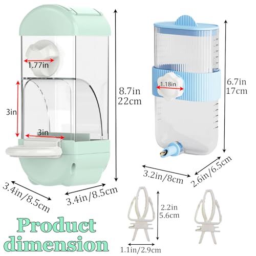 Automatic Bird Feeder Waterer Kit Bird Cage Hanging Waterer Parakeet Leak-Proof Feeder Parrot Vegetable Clips Cage Accessories for Budgies Lovebirds Finches Canaries Parrotlets Conures (Green) - color: Green