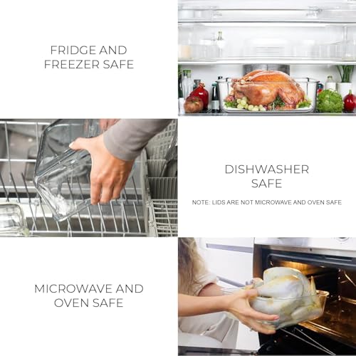 3300 ml/ 112 oz LARGE Glass Food Container with Locking Lid. Ideal for Storing food, vegetables or fruits. Baking Casserole, Lasagna, Baking Or Roasting chicken and lot of other tasty food. BPA Free - color: Gray