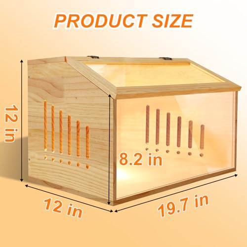 Brooder Box for Chicks，Indoor Smart Wooden Poultry Brooder with Heater, Suitable for 5-10 Newborn Chicks, Ducks, Quail, etc.（19.7 * 12 * 12inch） - size: 19.7"L x 12.0"W x 12.0"H