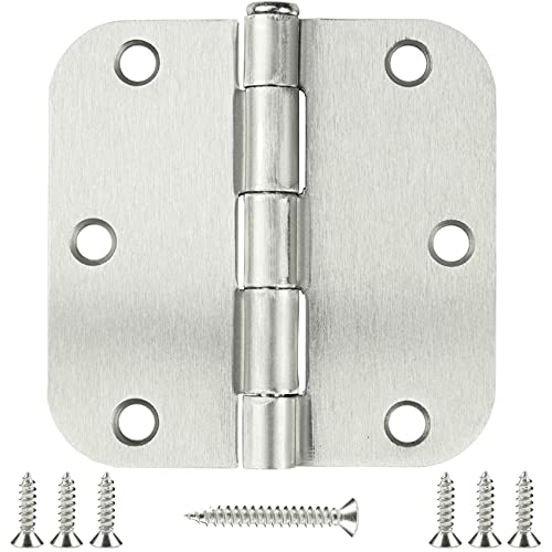 TDCHINGES Residential Brushed Nickel Door Hinges 3.5" X 3 1/2" 5/8" Radius | 12 Pack Rounded No Squeak Exterior Interior Standard Bifold Hollow Core Wood Doors Office Bedroom Study Rental Attic Hardware - color: Satin Nickel, size: 12 Pack--no squeak