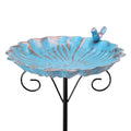 Metal Bird Bath for Outdoors, Birdbath with Metal Stake Garden Decor | 34 inch Height Outdoor Metal Bird baths, Bird Feeder with Metal Stake for Outside Garden Yard Lawn Decor