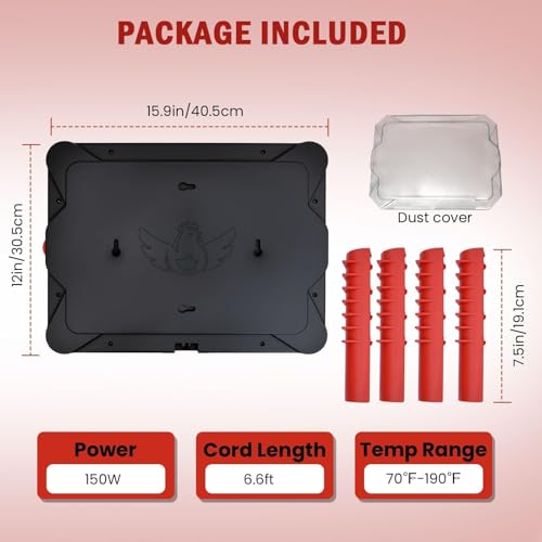 150W Chick Brooder Heater Plate, 16"x11" | 2-in-1 Brooder Plate for Chicks & Poultry & Coops, Adjustable Height, Smart Thermostat, Safe & Energy Saving - size: 16.0"L x 11.0"W x 3.0"H