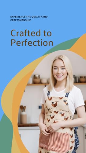 Lovely Flower Pattern Retro Aprons With Large Pockets for Women Girls Cooking Kitchen Bakery Mother's Gift - color: Lovely Chicken
