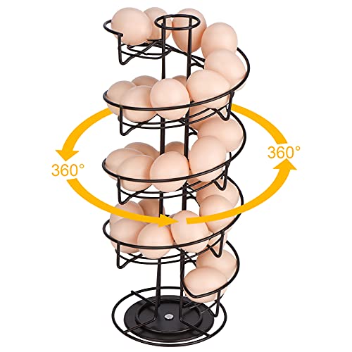 Toplife Spiral Design Metal Egg Skelter Dispenser Rack, Storage Display Rack, Brown - color: Brown