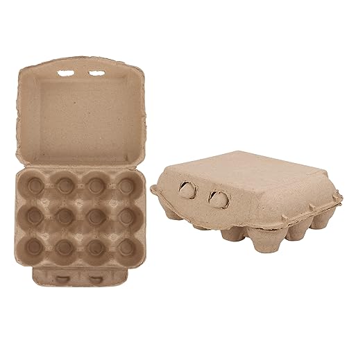 30 Pack Vintage Egg Cartons - Natural Pulp, Holds Twelve 12 Count Chicken Eggs, Sturdy Design Made from Recycled Cardboard