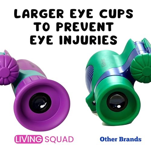Kids Binoculars Ages 3-12, 8x21 Compact Shockproof Purple | bird watching, hiking, outdoor adventures, includes carry case, neck strap, compass, carabiner, high resolution optics - color: Purple