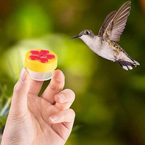 Hand Hummingbird Feeder, 4Pcs Mini Flower Hand Held Hummingbird Feeder with 4Pcs Cleaning Brush, Window Humming Wild Bird Feeders for Outdoor Supplies