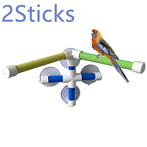 Litewoo Bird Shower Perch with Suction Cup Parrot Window Wall Stand Bath Toys (2 Sticks)