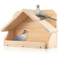 Briwooody Wooden Open Mourning Dove Nesting Box for Outside Dove Bird House 14 H x 10 W x 5.3 L Inches Bird Nesting and Roosting Platform Hanging Birdhouse Garden Decoration (Triangular Roof, Brown) - style: Triangular Roof