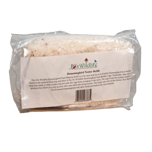 Hummingbird Nesting Material Refill, Soft Cotton Fibers for Wild Bird Nest Building, Goldfinches Titmice, Fits Deluxe Hummingbird Nester, Natural Bird Nesting Cotton