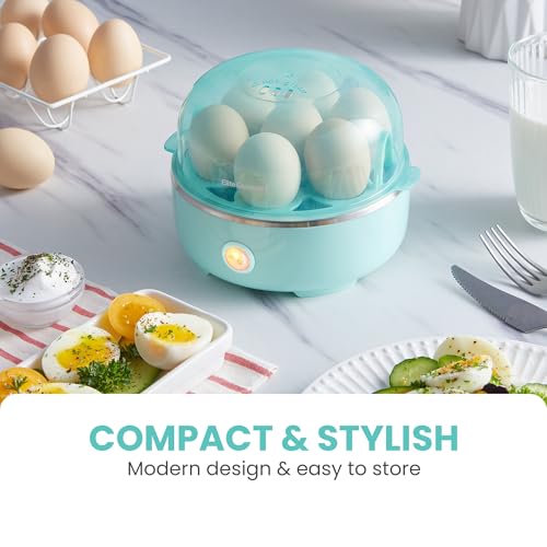 Elite Gourmet EGC115M Easy Egg Cooker, 7-Egg, BPA-Free, Retro Mint | Cooks soft, medium, or hard-boiled eggs with auto shut-off - electric operation - includes measuring cup - color: Retro Mint, size: 7 Egg
