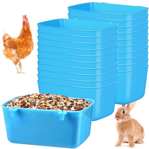 Zhehao 20 Pcs Bird Cage Cups Chicken Feeder Waterer Cups 18 oz Pigeon Feeder Plastic Poultry Wire Cage Hanging Chicken Water Bowl for Pet Bunny Poultry(Blue) - color: Blue
