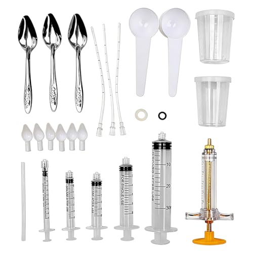 Baby Bird Feeding Syringe Set, Small Pet Parrot Feeding Tubes for Birds, Hand Feeding Tubes Kit Parrot Feeder Food Feeding & Watering Supplies for Small Pet Baby Birds (23 Pcs) - color: 23 Pcs