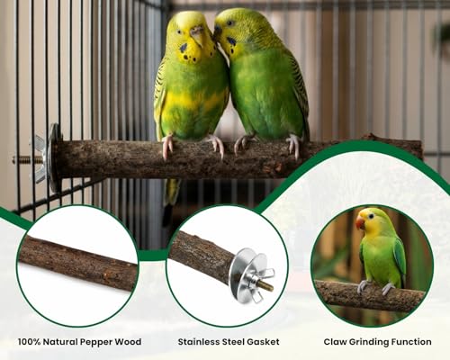 6 PCS Bird Perches for Cage | Natural Apple Wood Perch Set with Platforms for Small Birds, Parakeets, Budgies, Cockatiels Climbing, Resting & Foot Exercise