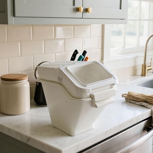 53LB Flour Storage Container With Scoop for Dry Food, Sugar, Baking Supplies,Rice.BPA Free Ingredient Storage Bin，Pet Food Storage Container Dog Cat Birds Food Bin (53 LB) - size: 53 LB