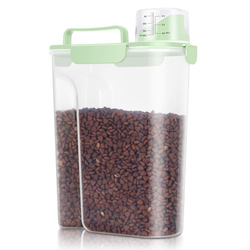 TBMax Cat Dog Food Storage Container 5 to 7 lbs, Secondary Pet Food Storage Beyond a Large Dog Food Bin for Daily Use, Easy-Pouring Bird Seed Dispenser, Travel Kibble Container for Outdoor-Light Green - color: Light Green, size: 6 Qt