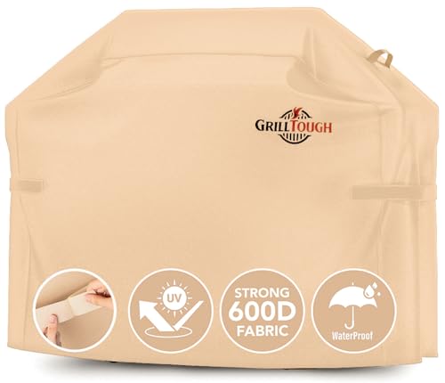 Heavy Duty BBQ Grill Cover for Outdoor Grill, 60 Inch Tan | Waterproof, Weather Resistant, UV & Fade Resistant, Heavy Duty Protection, Adjustable Straps, Outdoor Grill Cover, Secure Fit - color: Tan, size: 60''L x 28''W x 44''H