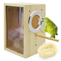 kathson Parakeet Nesting Box Transparent Bird House Bird Nest Box for Cage Parrot Nesting Boxes Wooden Breeding Box for Cockatiel Lovebirds Budgie Finch Canary(S) - size: [M:7.9 x 4.7 x 4.7 lnches]