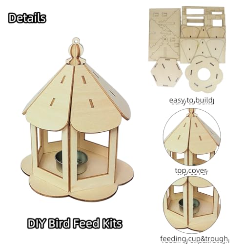 Ornaous 2 Pack Unfinished DIY Bird Feeder Kits for Kids to Build and Paint | Wooden Feeder and Painting Set, Wood Art Crafts Project, Outside Hanging Decor, Boys Girls Party Activities Supplies
