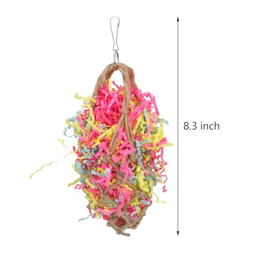 Wontee Bird Shredding Crinkles Foraging Toys Jute Mesh Bag for Cockatiel, A | Jute & crinkle paper, safe to chew, mesh bag design for fun shredding, colorful strips attract birds, for parakeet/conure - style: A (Bird Shredding Toy)