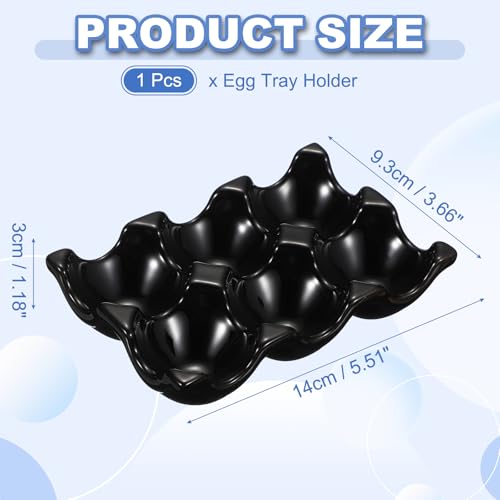 uxcell Ceramic 6 Cups Egg Tray Holder, Porcelain Eggs Container for Home Countertop Kitchen Storage Refrigerator Fridge Decorative Serving Display, Black - color: Black