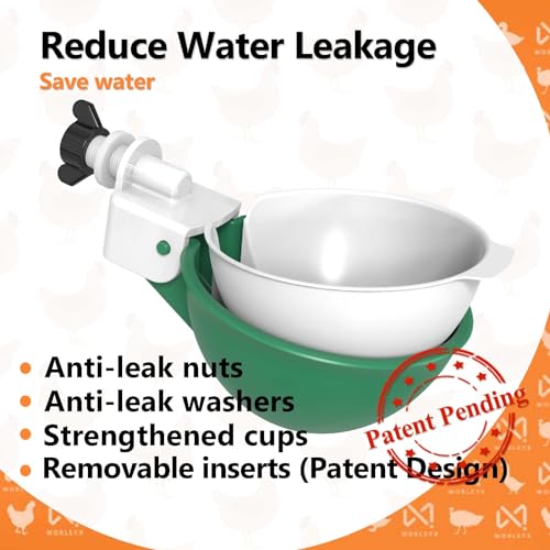 Large Chicken Waterer Cups, Heavy Duty Auto Poultry Water Cups -5Pack Green - color: Green, size: Pack of 5
