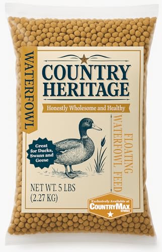 Country Heritage Floating Waterfowl Feed – Duck, Goose & Swan Food – 5 lb Resealable Bag – Nutrient-Rich Pellets for Wild & Pet Birds - size: 5 Pound (Pack of 1), style: Floating Waterfowl Feed