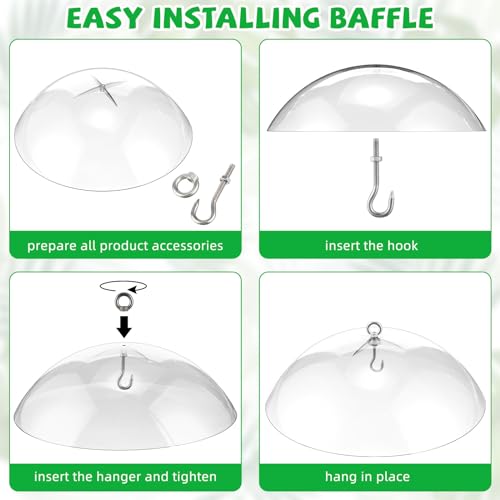 4 Pcs 10.2 Inch Plastic Bird Feeders Dome Cover for Hanging Hummingbird Feeder Weather Guard Protective Dome Squirrel Baffle for Bird Feeder Pole Covers(Clear) - color: Clear