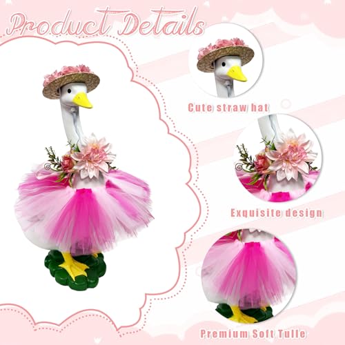 Porch Goose Outfits Statue Outdoor Decor, Large Resin Garden Duck Sculpture | Indoor Decrations with Flower Outfits and Hat,Yard Lawn Housewarming Birthday Gifts for Mom,Women,Girl& Garden Lovers - style: flower hat goose