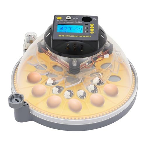 12 Egg Incubator Egg Candler Automatic Egg Turner 360 Degree View with Automatic Egg Turning and Humidity Control for Hatching Chickens Goose Pigeon Quail Duck